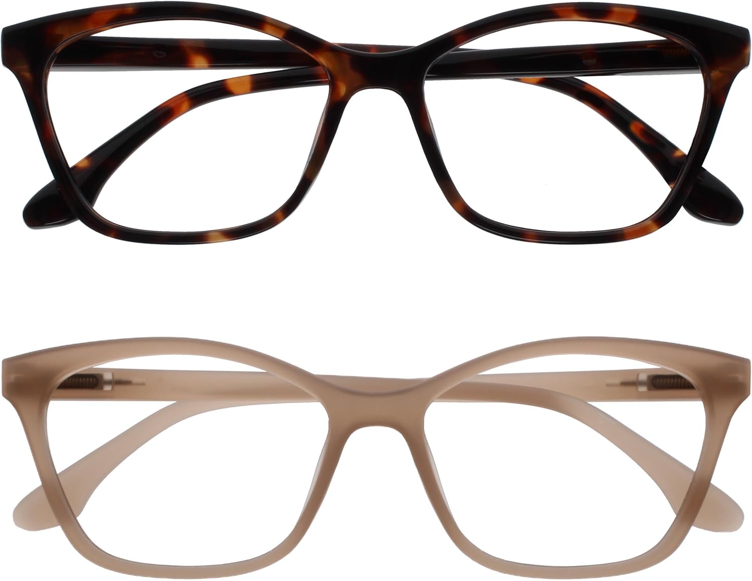 OPULIZE KAT Reading Glasses for Women Men, Cat-Eye Frame with Spring Hinges, Brown Taupe +2.50 (Pack of 2)