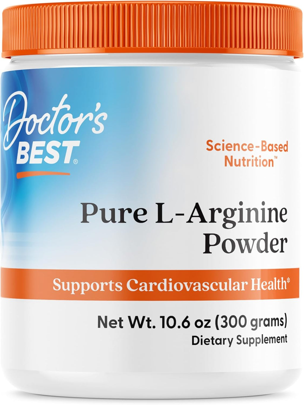 Doctors Best Pure L-Arginine Powder - L Arginine Supplement for Men & Women, Supports Nitric Oxide Levels & Heart Health, Blood Flow Support, Gluten Free, Vegan, Non GMO - 10.6 oz