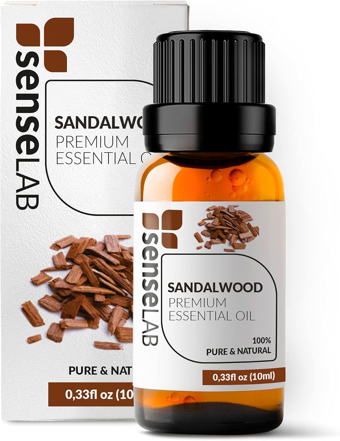 SenseLAB Indian Sandalwood Essential Oil - Wellness and Relaxation - Fragrance Oil - 100% Pure Extract Therapeutic Grade Sandalwood Oil for Aromatherapy Diffuser (10 ml)