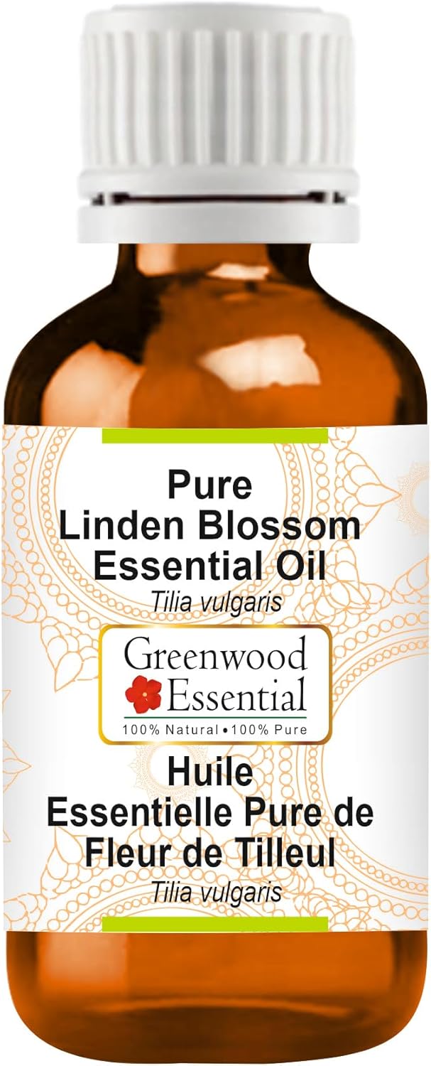 Greenwood Essential Linden Blossom Essential Oil (Tilia vulgaris) Pure | Non-Sticky | Non-Greasy | Lightweight | Men & Women | All Skin Types | Steam Distilled 5ml (0.16 oz)