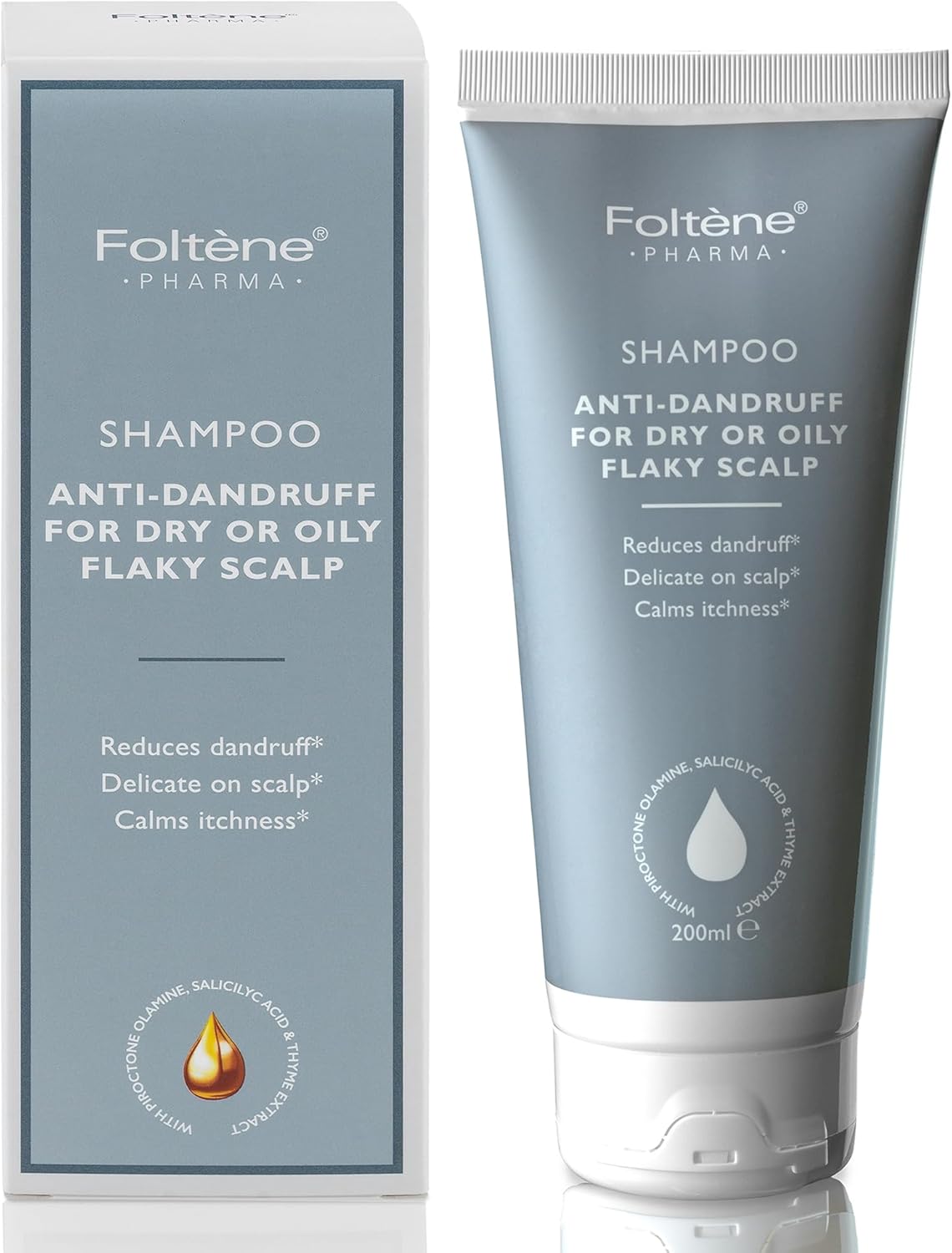Foltene Anti Dandruff Shampoo for Men & Women – Dry Scalp Shampoo for Itchy & Oily Scalp – Dandruff Treatment with Piroctone Olamine & Salicylic Acid – Sulfate-Free formula – 6.76 fl oz