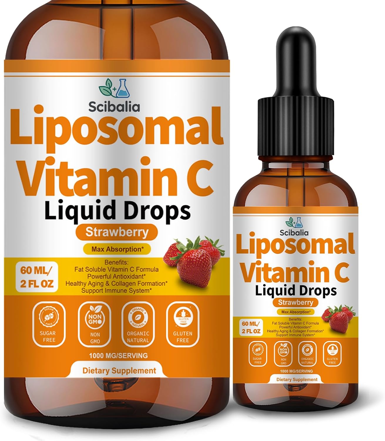 Liposomal Vitamin C 1000mg Drops High Potency 6-in-1 Fat Soluble VIT C w. Zinc Elderberry Glutathione Niacin for Immune Support Antioxidant Collagen Production丨High Absorption Liquid Vitamin C Formula
