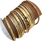 17IF Gold Bangle Bracelet For Women, 14k Multilayer Charm Textured Stackable Bracelets Boho Indian Chunky Cuff Fashion Jewelry Gift