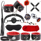 12-Piece Beginner Bondage Kit for Couples - Adjustable Plush Restraints, Soft Collar Roleplay Gear for Bedroom Intimacy Skin-Safe BDSM Sex Toys (Discreet Packaging)