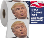 Trump Political Toilet Paper Roll by Gagster - 3 Ply Funny Novelty Gag TP with Full-Color Image - 200 Sheets Per Roll - Prank Gift for Adults - Printed on Every Sheet - Make Your Butt Laugh