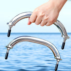 2PCS Stailess Steel Boat Grab Handle Polished Round Tube Marine Handrail with Flange & Stud - 8" Long