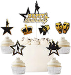 7pcs Musical Star Cake Decor,Ha*ilton Birthday Cake Topper Cupcake Toppers, American Musical Broadway Theater Party Decorations For Kids Adults Fan