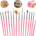 Aster 15Pcs Cake Decorating Brushes, Cake Painting Brushes Kit Food Safe Paint Brushes Fondant Sugar DIY Tools Set Cookie Decorating Supplies Candy Icing Pastry Brush for Baking(Pink)
