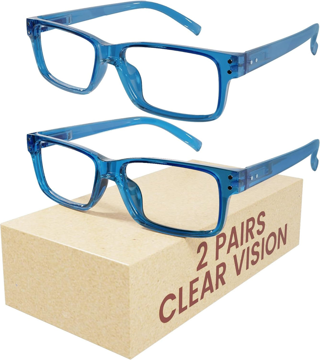 Eyekepper 2 Pairs Blue Light Blocking Reading Glasses for Men Women - UV Protection Spring Hinge Computer Readers