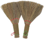 FAVOMOTO 2pcs Small Handmade Desktop Broom Set with Natural Sorghum Bristles, Handheld Dust Brush for Office and Home Cleaning