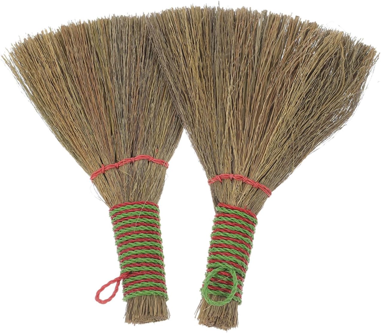 FAVOMOTO 2pcs Small Handmade Desktop Broom Set with Natural Sorghum Bristles, Handheld Dust Brush for Office and Home Cleaning