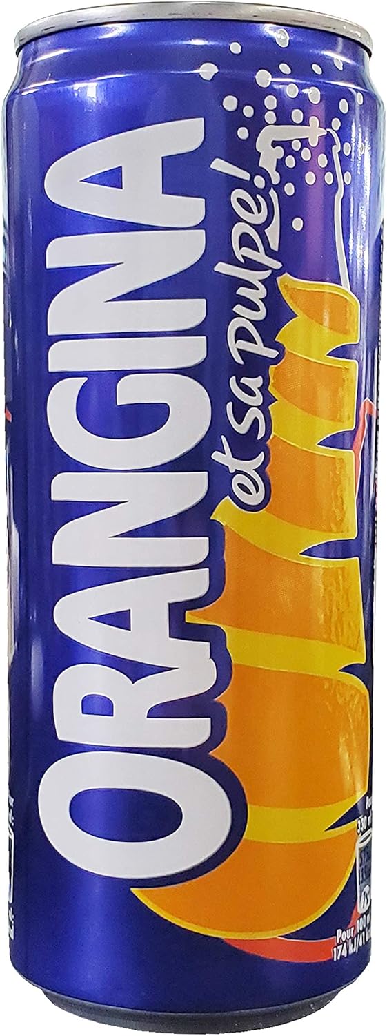 Orangina et sa Pulpe - French Imported Orange Pulp Soda Tall Cans (6 Pack, Total of 69oz)