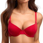 DOBREVA Women's Push Up T-Shirt Bra Underwire Padded Bras Plunge Full Coverage