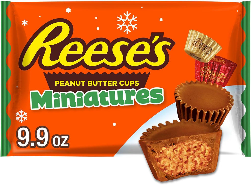REESE'S Miniatures Milk Chocolate Peanut Butter Cups, Christmas Candy Bag, 9.9 oz