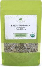 Biokoma Organic Lady's Bedstraw Dried Herb 50g 1.76oz Premium Galium Verum USDA Organic Herbal Tea Lymphatic Kidney Support Resealable Pouch No Additives No Preservatives No GMO Caffeine-Free Kosher