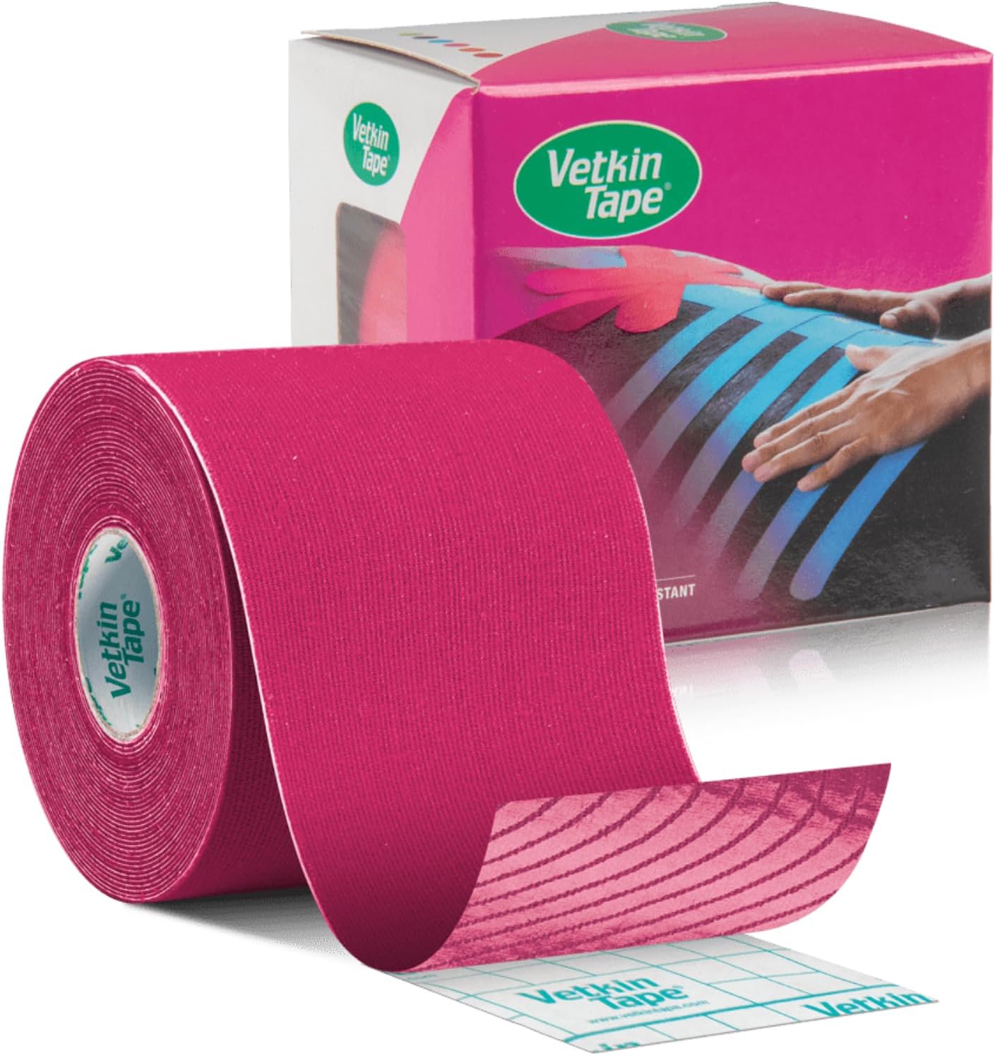 VETKIN VetkinTape Canine & Equine Kinesiology Tape | Veterinary Medical Tape | Vet Wrap for Joint Support & Pet Care | Self Adhesive Bandage Wrap | Pink | 2.4in | (Pack of 1)