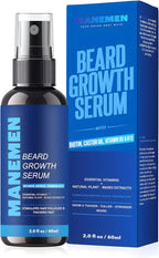 Beard Growth Serum Spray- Biotin, Castor Oil, Vitamin B5 & B12 - Natural Hair Regrowth Beard Oil Formula for Thicker, Fuller, Stronger Beard - Stimulates Hair Follicles & Supports Fast Growth