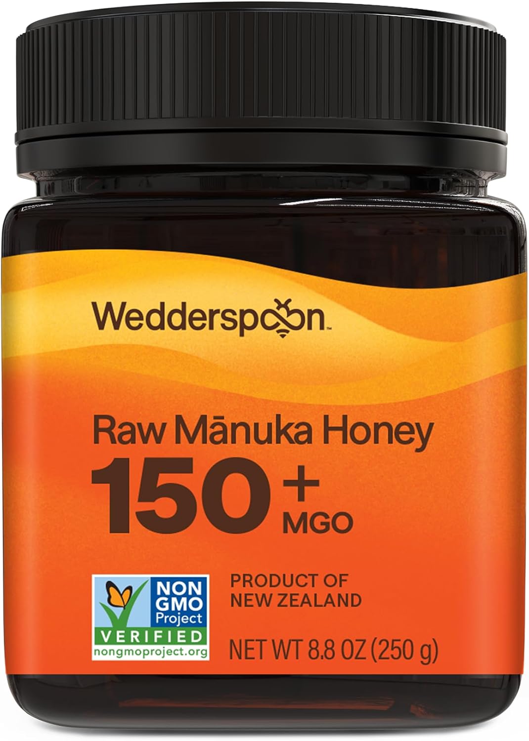 Wedderspoon Raw Mānuka Honey 150+ MGO, 8.8 Oz, Unpasteurized New Zealand Honey, Non-GMO, BPA-Free Jar, Superfood & Natural Wellness Support