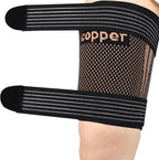 Hamstring Compression Sleeves with Adjustable Straps - Copper Infused Thigh Sleeve Support for Running Recovery & Sports - Thigh Brace for Men & Women