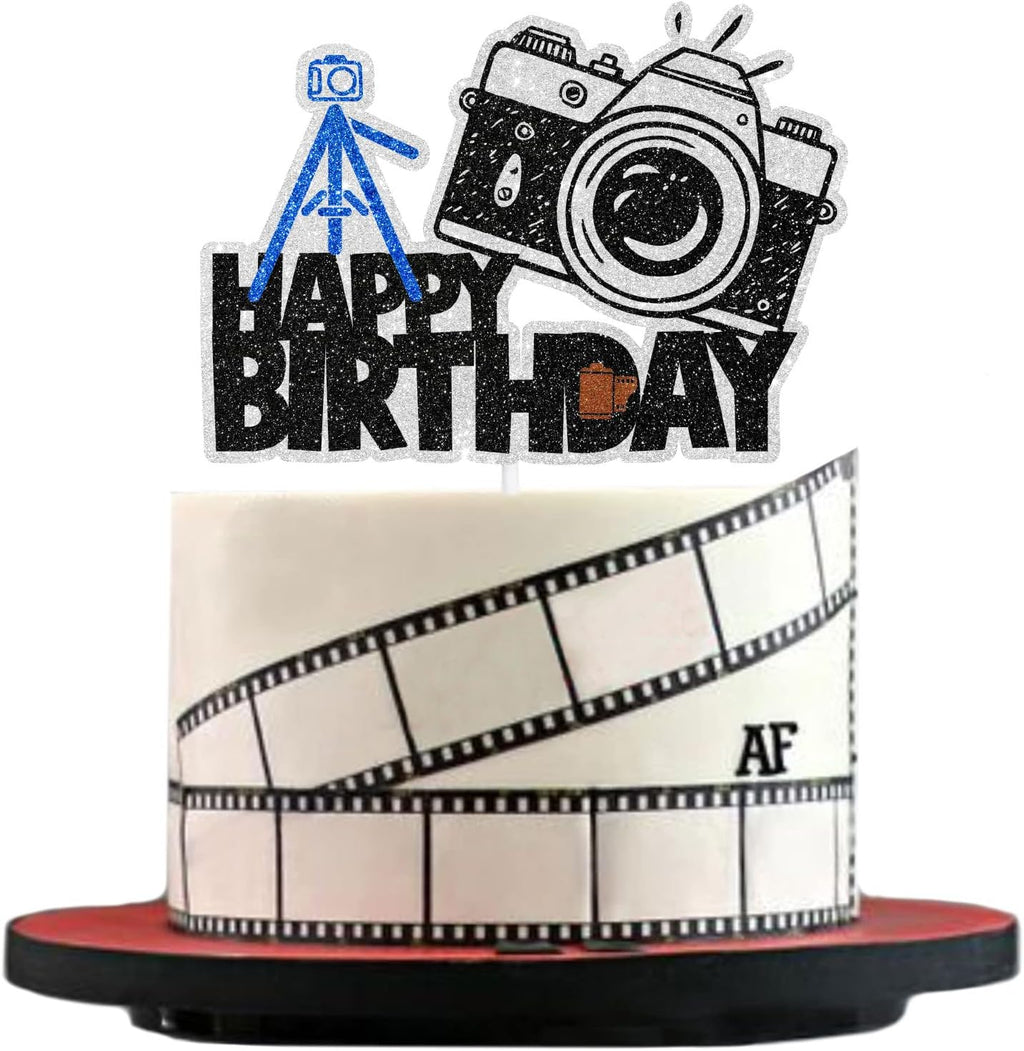 Photographer Birthday Cake Topper - Outdoor Photography Party Photographer Birthday Party Camera Tripod Decoration。- SugarGera
