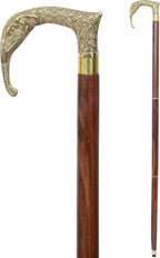 Handcrafted Brass Elephant Head Design Walking Stick – 36-Inch Brown Wooden Cane Antique-Style Wooden Walking Stick for Men & Women