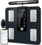 GE Smart Scale for Body Weight: 8-Electrode Digital Bathroom Scale for Weight Fat BMI Muscle Mass Full Body Composition Analyzer 50 Measurements Bluetooth Highly Accurate Weighing Machine 400lb Black