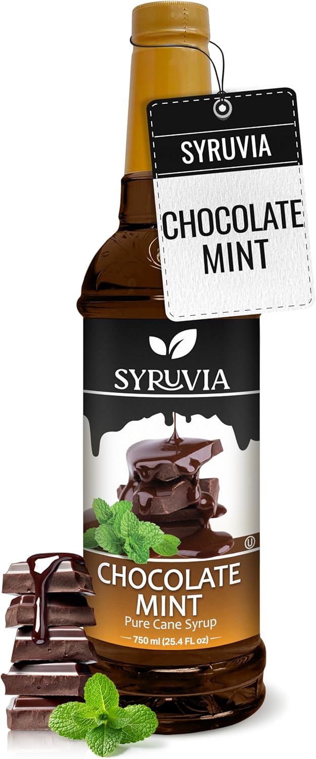 Syruvia Coffee Syrup, Chocolate Mint Flavored Syrup for Drinks, Lattes, and Desserts – 25.4 fl oz,