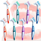 Denture Cleaning Brush 8PACK, Double Headed Design with Multi-Layered Bristles & Secure Grip - Gentle Care for Dentures, Mouth Guards, Dental Appliances - Thoughtful Elderly Gift Set