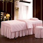 Massage Table Sheet Sets,Massage Table Cover, Body Massage Bed Spa Table Skirt, Includes Skirt Sheet with Face Hole,Quilt Over,Quilt,Pillowcase,Round Stool Cover 5 Pcs