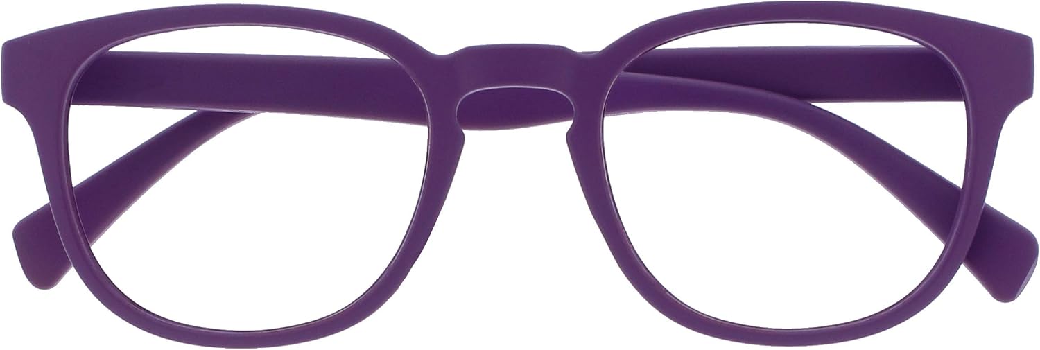 OPULIZE POP Reading Glasses for Women Men,Scratch Resistant Round Matt Frame with Spring Hinges, Purple +1.00 (Pack of 1)