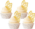 10 Pcs Gold Acrylic Butterflies Cupcake Toppers,Mini Gold Cake Toppers,Suitable For Girl Happy Birthday Cake Decoration Wedding Cake Toppers Party Supplies
