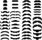 48 Pcs Fake Mustaches, Self Adhesive Fake Beard, Novelty Hairy Beard, Costume Facial Hair for Halloween Party