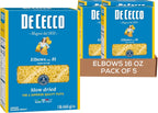 De Cecco Elbows No. 81 Pasta, 16 Oz (Pack of 5), Authentic, Slow Dried, Made with Durum Wheat, Versatile Pasta for Sauces & Recipes, Made in Italy