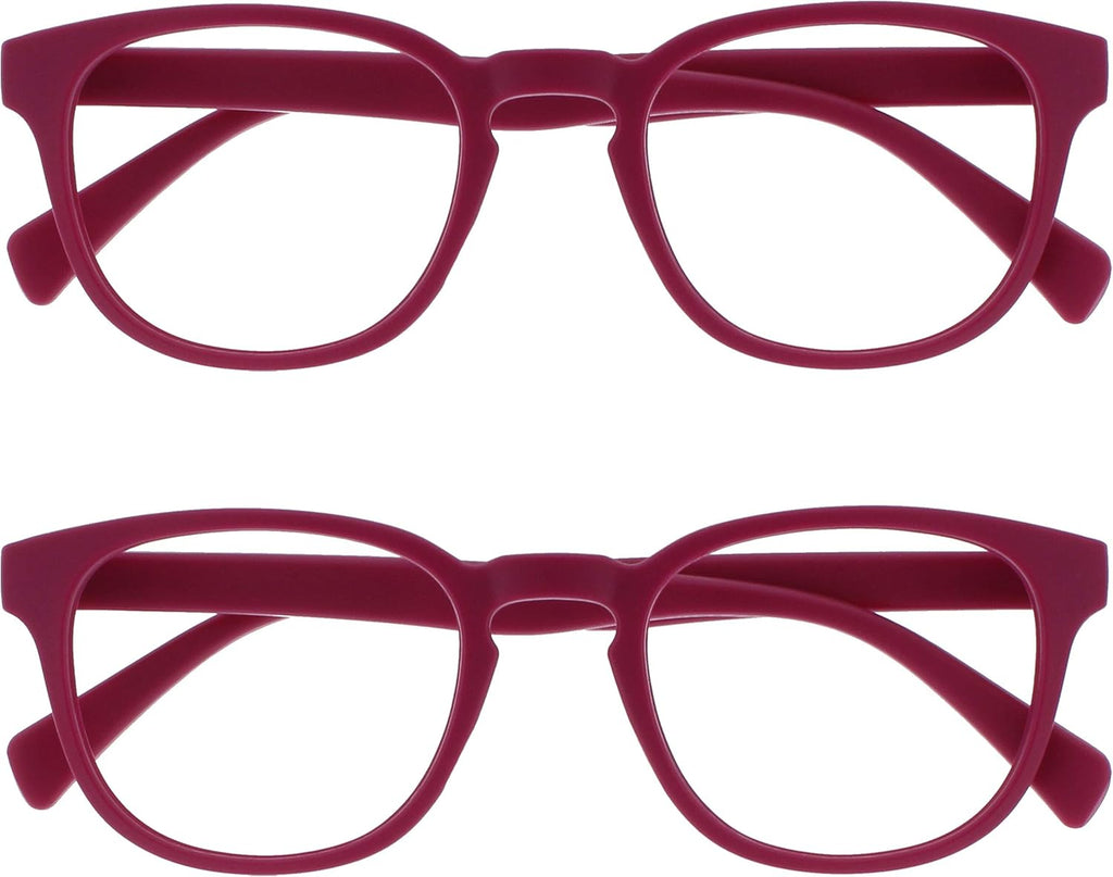 OPULIZE POP Reading Glasses for Women Men,Scratch Resistant Round Matt Frame with Spring Hinges, Pink +1.00 (Pack of 2)