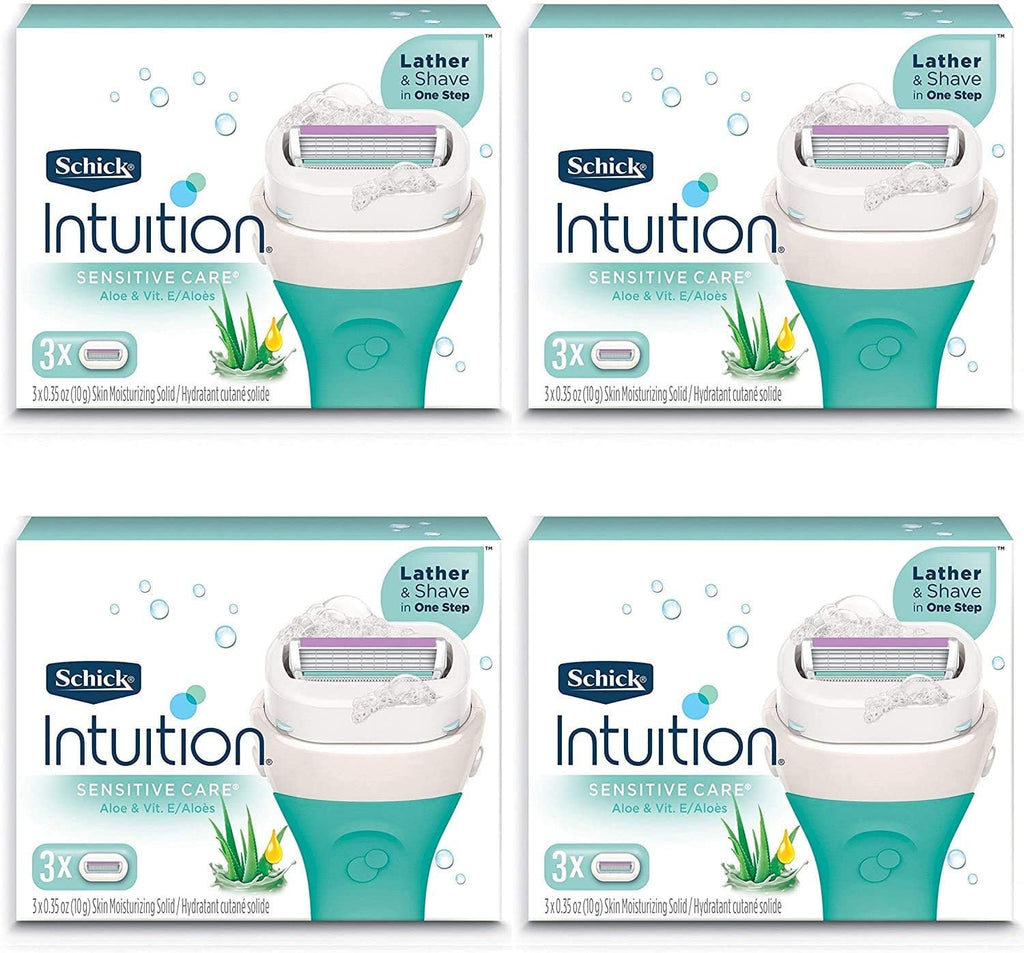 Schick Intuition Pure Nourishment Womens Razor Refills with Coconut Milk and Almond Oil, 3 Count (Pack of 4)