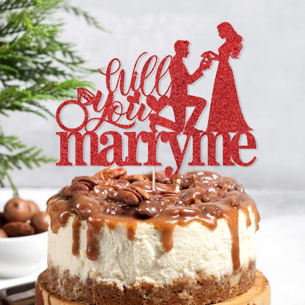 Will You Marry Me cake topper ，suitable for Engaged Cake Topper， Wedding Cake Topper, Bridal Shower -Engagement Wedding Party Decorations Supplies