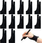 Silipull 12 Pcs Drawing Glove Artist Glove for Drawing Tablet Two Fingers for Left Right Hand Digital Art Stylus for Paper Sketching,Monitor Painting