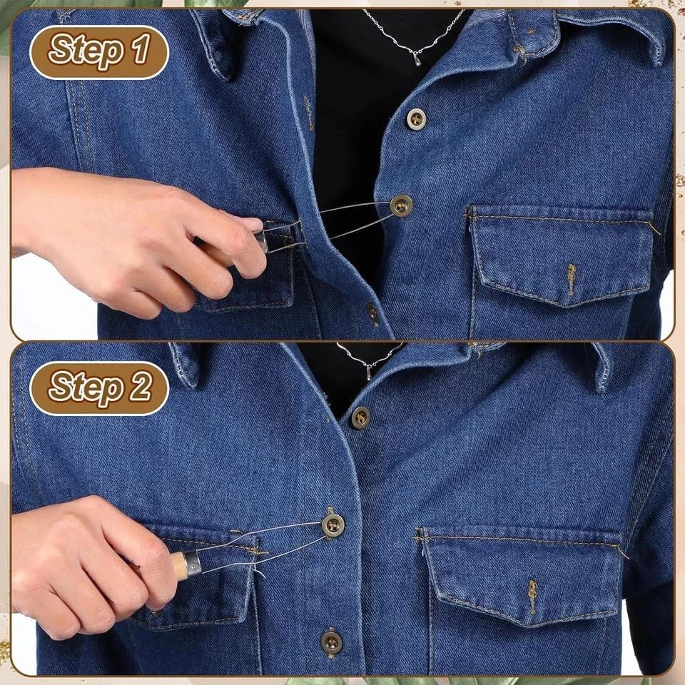 2Pcs Easy Button Hook - Button Assist Device Helper Tool - Stainless Steel Buttons Fastener Tool for Easy Buttons - One Hand Dressing Aids