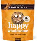 Happy Wholesome Protein Balls 7.05oz Bag (Peanut Butter Chocolate Chip) Protein Snack, 8 g High-Protein per serving, 7.05oz, Individually Wrapped Protein Ball, Gluten-Free, Healthy Snack for Adults & Kids.