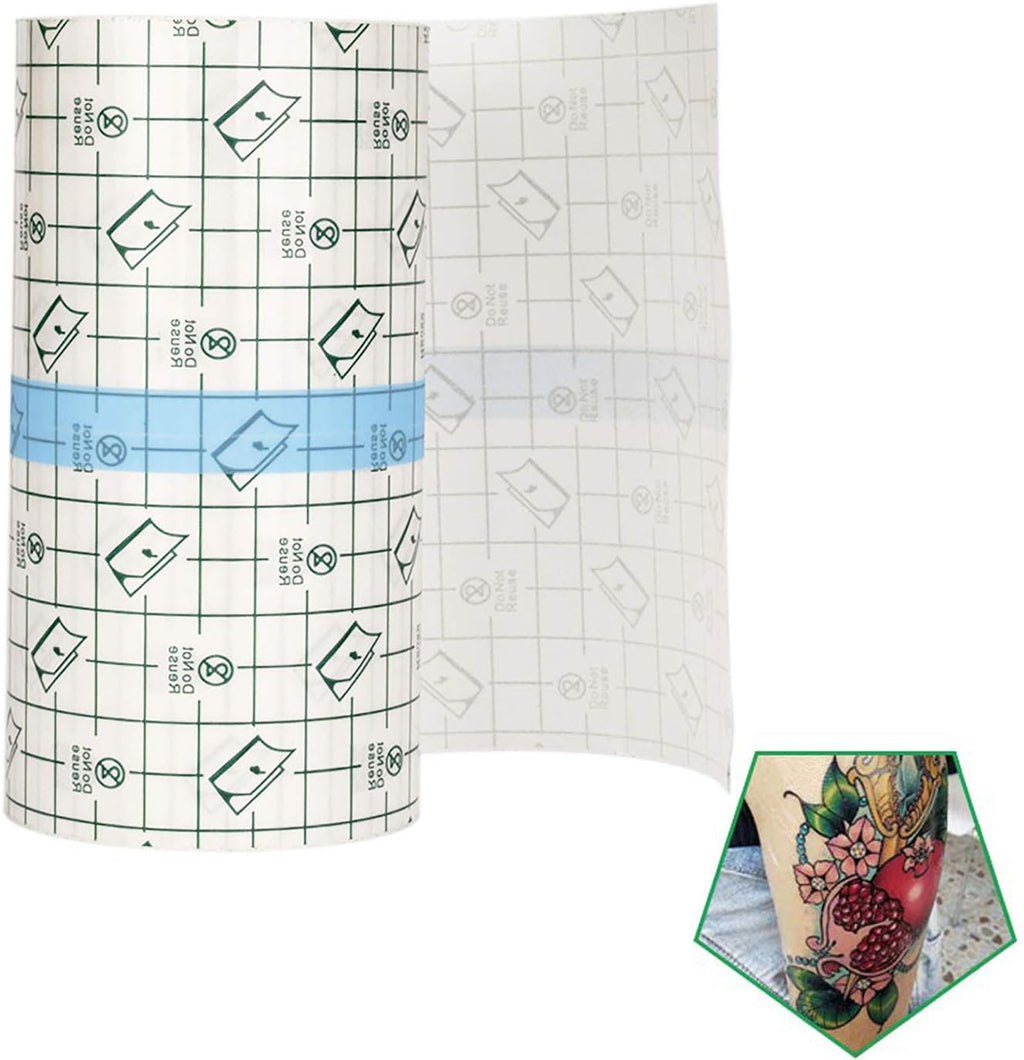 Tattoo Aftercare Bandage Roll 4" x 10 Yard - Waterproof Transparent Film for Tattoo Initial Healing and Skin Repair Adhesive Tattoo Supply Wrap