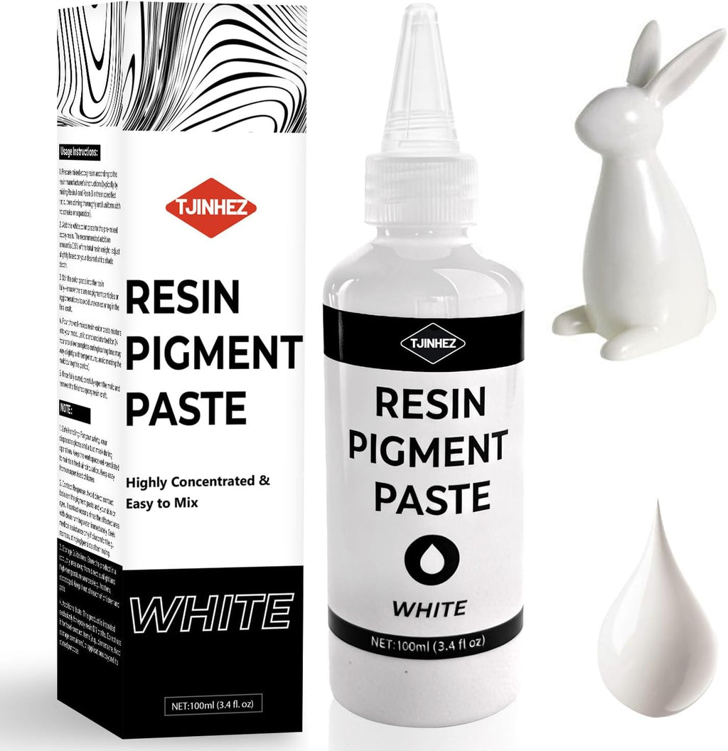 White Pigment Paste for Epoxy Resin, 7oz Ultra Highly Concentrated & Easy to Mix, 3.4 fl.oz/100ml Opaque Liquid Resin Dye Paste for Resin Art, River Table, UV Resin Jewelry Making