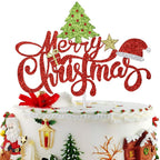 Merry Christmas Cake Topper Color Glitter Christmas Party Cake Decoration