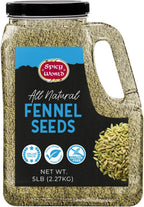 Spicy World Fennel Seeds 5 LB Bulk Jar - Whole Sweet Fennel - Great for Cooking, Tea, Mouth Fresheners, or Make Fresh Powder - Premium Quality, All Natural