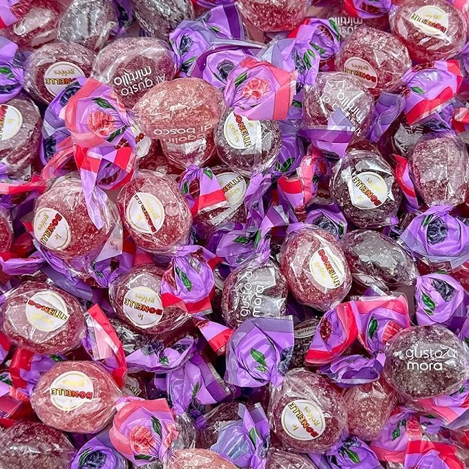 Gourmet Bonelle Italian Berry Fruit Jellies -1.5 lbs Individually Wrapped Candy- Raspberry, Blackberry, Blueberry, and Wild Strawberry -Vegan & Gluten-Free(Approx 160 pieces 24 oz)