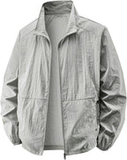 Men's UV Jacket UPF 50+ Sun Protective Zip Up Lightweight Jackets Quick-Dry Fishing Long Sleeve Summer Wear with Pockets