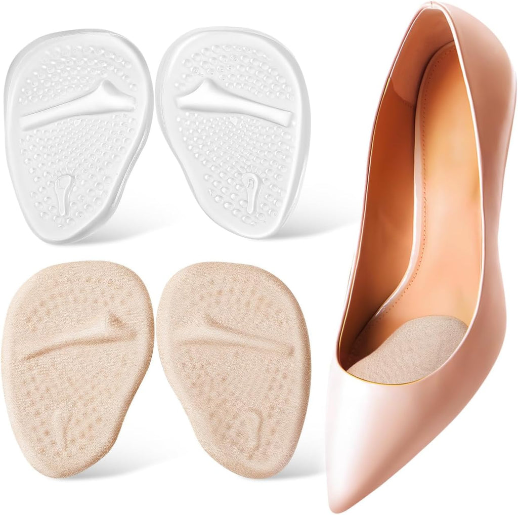2 Pairs Forefoot Cushion Pads Ball of Foot Cushions Nonslip Design Easy to Use Gel Fabric Inserts for Sneakers and Sandals Comfort and Support
