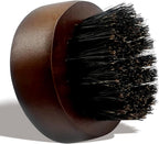 Men's Beard Brush, Small Round Wooden Handle, Sophisticated Boar Bristles