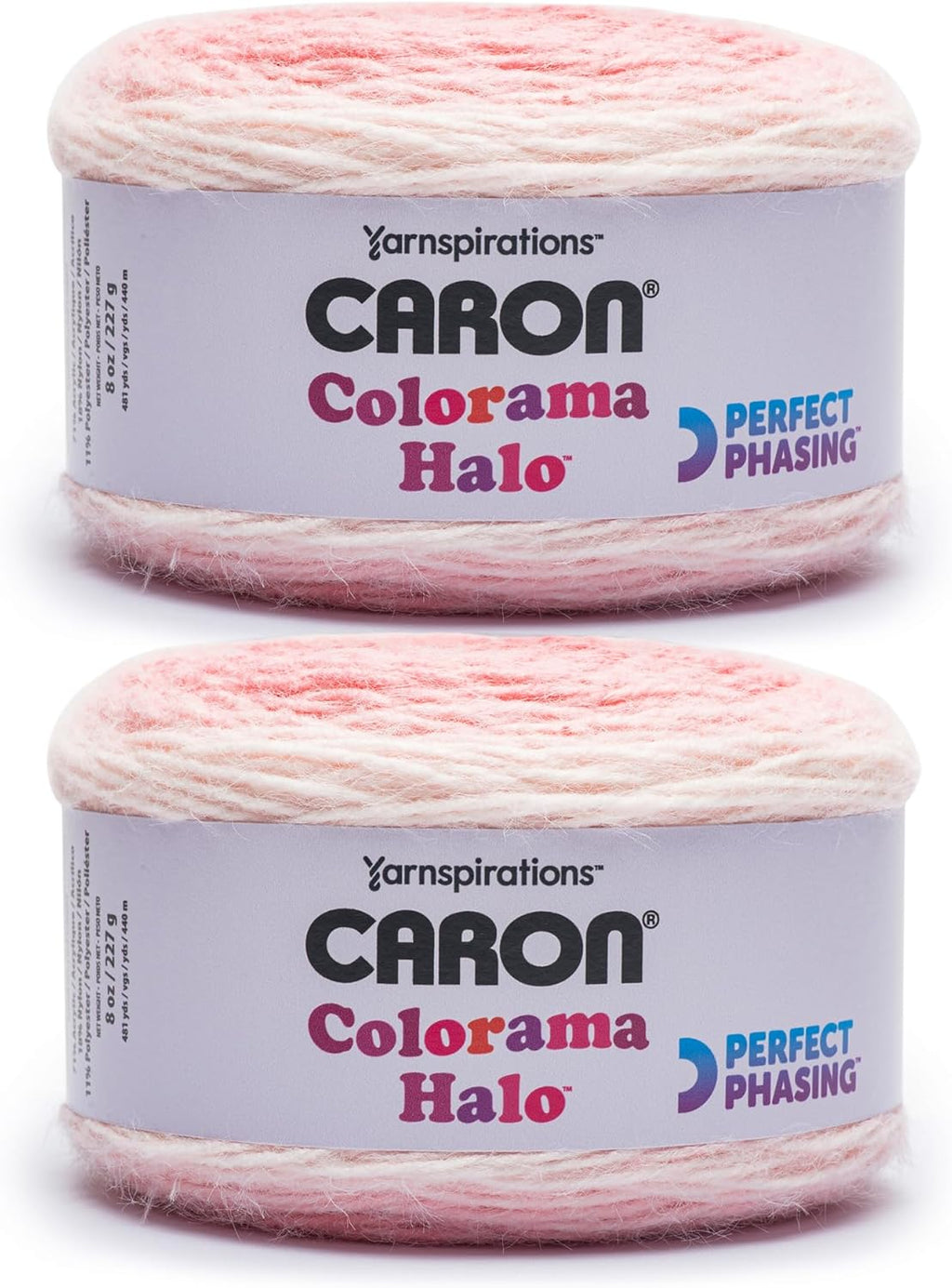 Caron Colorama Halo Cake Caron Rose Frost Yarn - 2 Pack of 8oz/226.79g - 71% Acrylic,18% Nylon,11% Polyester - #5 Bulky - 60 Yards for Knitting, Crocheting & Crafts