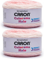 Caron Colorama Halo Cake Caron Rose Frost Yarn - 2 Pack of 8oz/226.79g - 71% Acrylic,18% Nylon,11% Polyester - #5 Bulky - 60 Yards for Knitting, Crocheting & Crafts