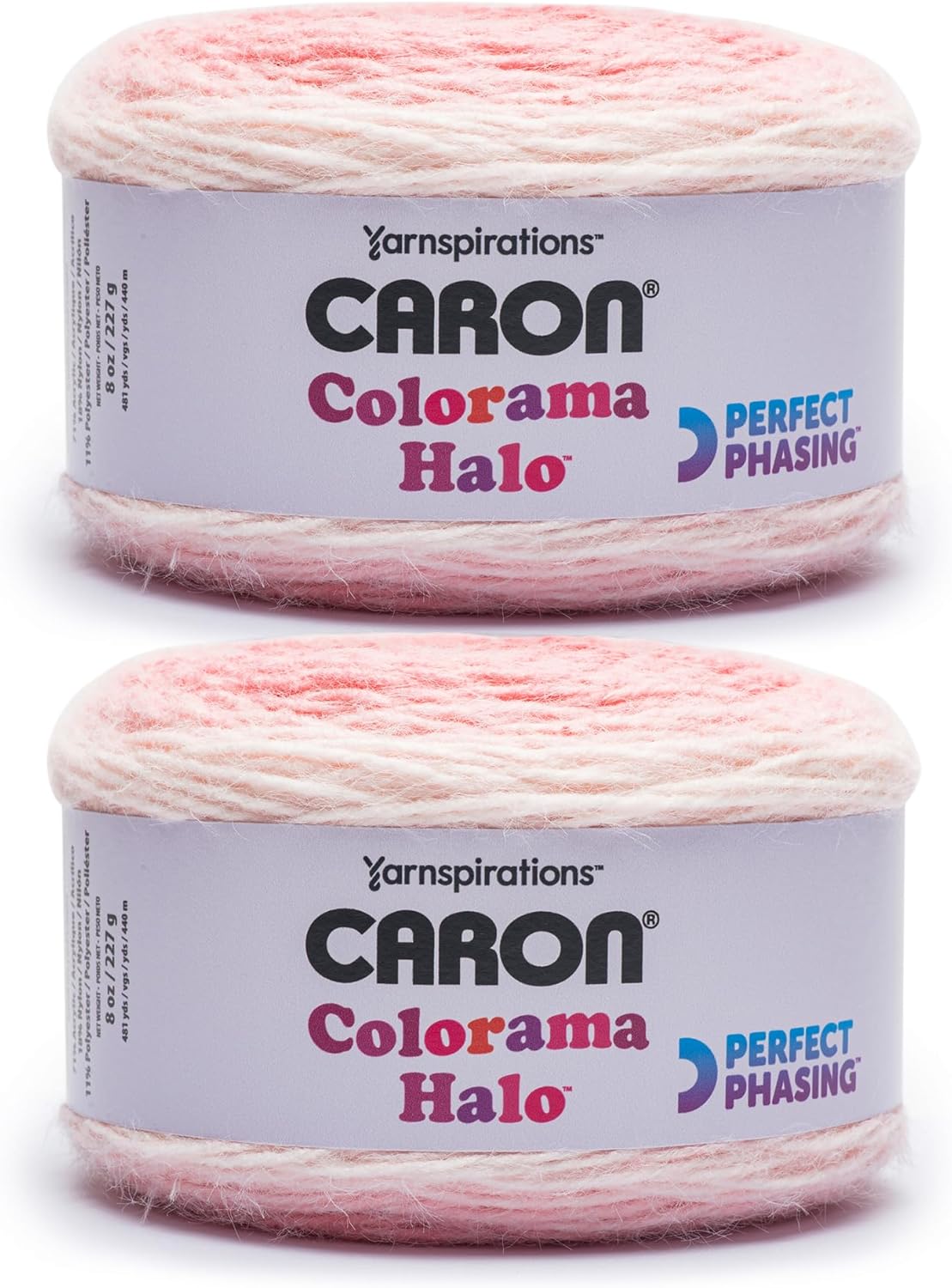 Caron Colorama Halo Cake Caron Rose Frost Yarn - 2 Pack of 8oz/226.79g - 71% Acrylic,18% Nylon,11% Polyester - #5 Bulky - 60 Yards for Knitting, Crocheting & Crafts